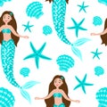 Seamless pattern Mermaid vector illustration Royalty Free Stock Photo